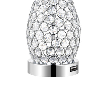 Lily 22.25" Midcentury Modern Iron LED Table Lamp with USB Charging Port - JONATHAN Y